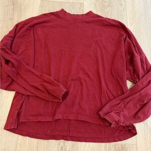 Aerie Mockneck Cozy Long Sleeve T-shirt Size Small Red